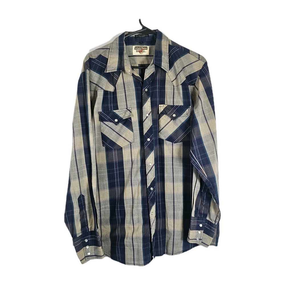 VTG Authentic Western Youngbloods Shirt Plaid Pearl Snap Rodeo Cowboy Large EUC